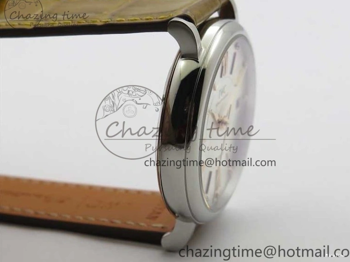 MIROTIME 0127 Durable Portofino 37mm SS V7F 1:1 Best Edition White Dial on Light Brown Leather Strap A 7092